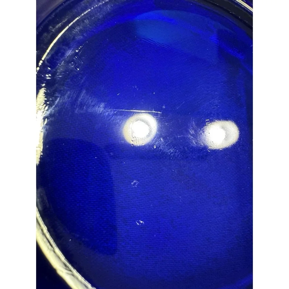 Antique Wheeling Glass Cobalt Blue Gilt Plate Greek Key Swag 8.25 Victorian RARE
